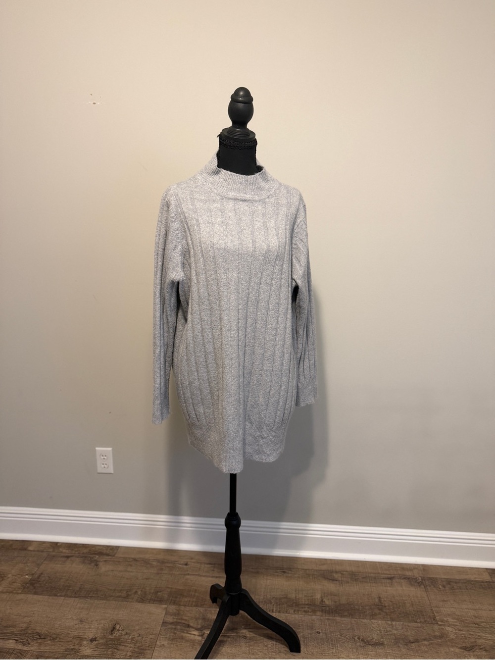torrid Light Gray Ribbed Cowl-Neck Sweater